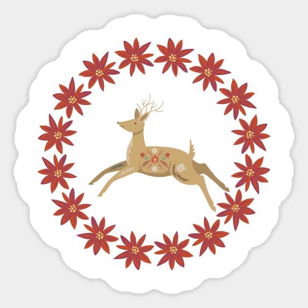 Retro Reindeer Ornament Sticker by SWON Design
